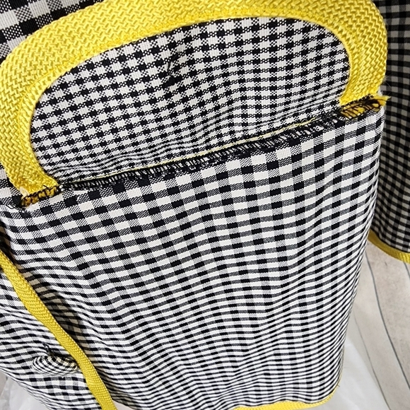 Vintage 60s Gingham Button Front Mini Dress Jacket Black White  Size Medium - Picture 9 of 15